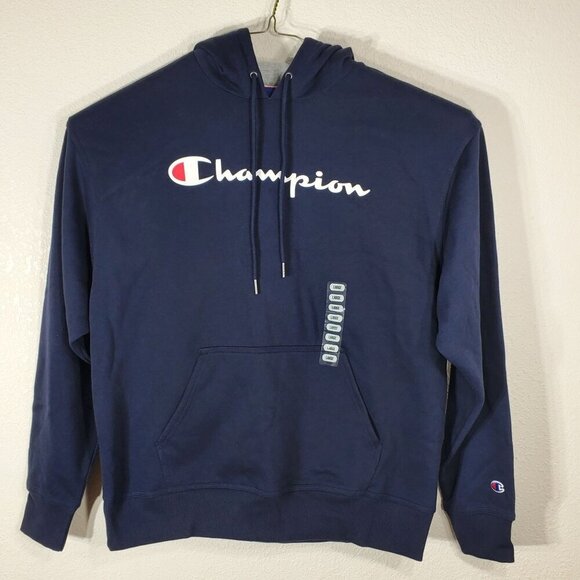 Champion Mens Navy Blue Powerblend Fleece Hoodie Sweatshirt Large - Picture 5 of 5